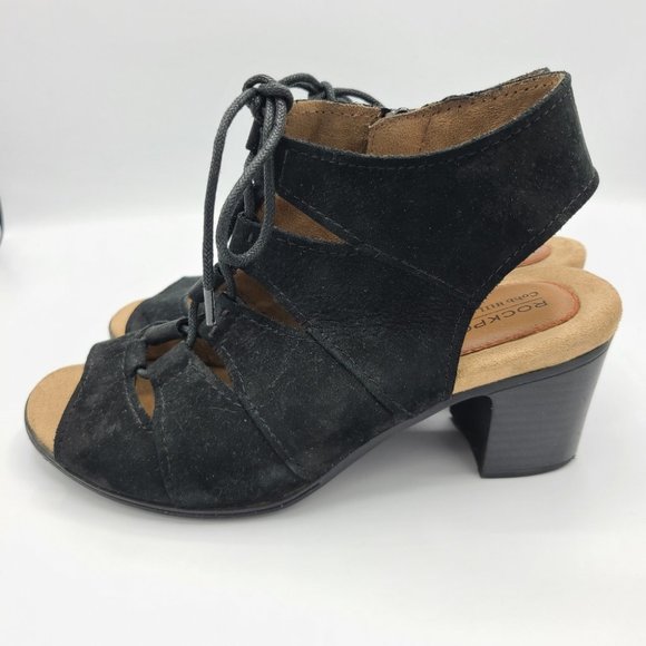 Rockport Cobb Hill Heels Black Suede Leather 7 Wide - Picture 4 of 15